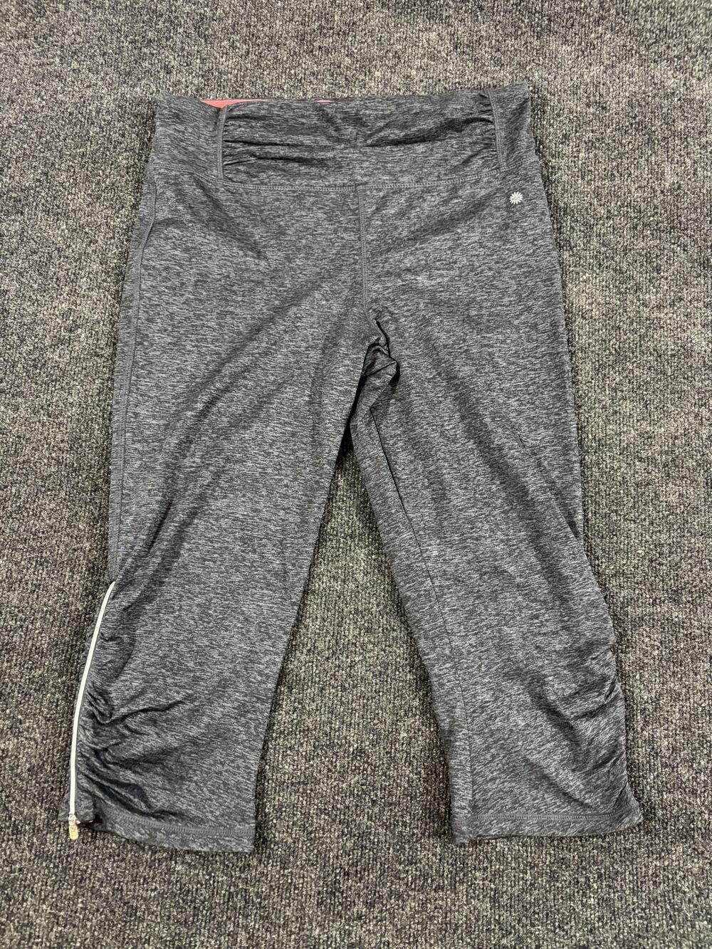 Tangerine Capri Leggings Womens L Gray Heather Zip Hem Stretch Activewear